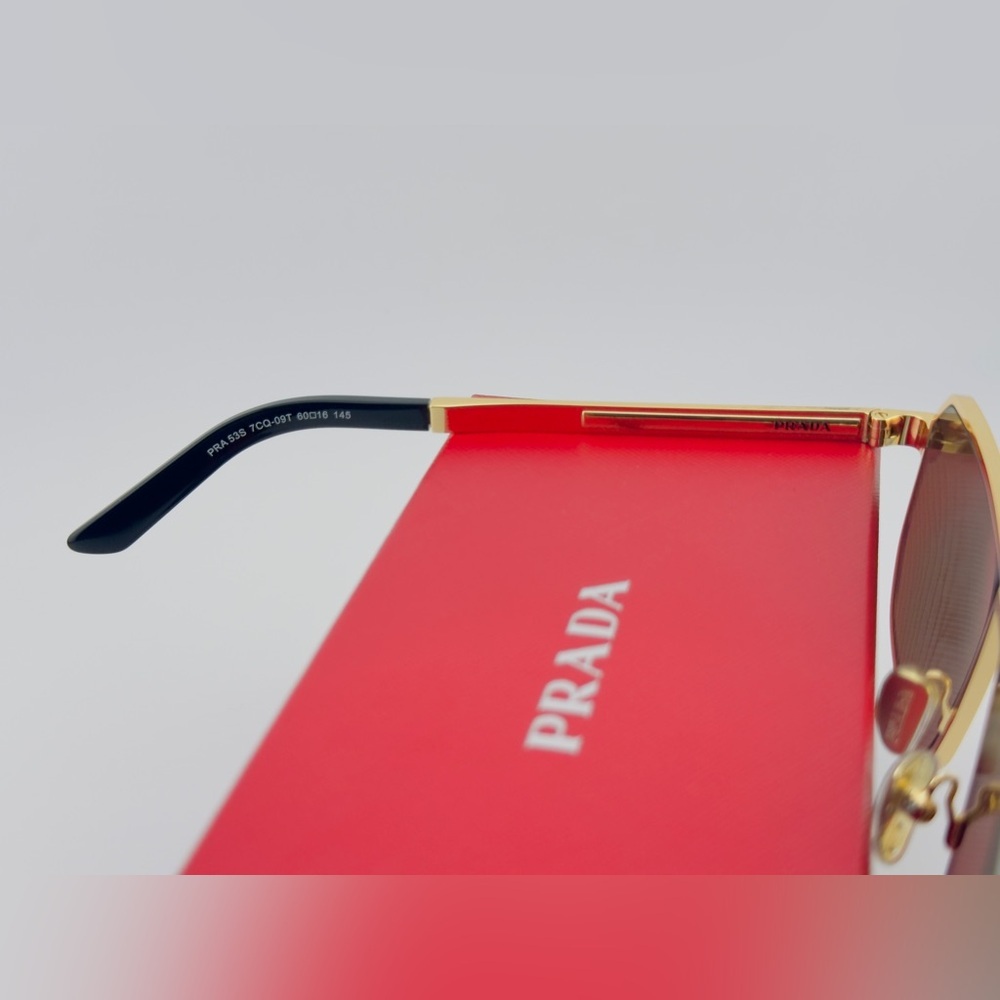 Prada Gold and Brown Sunglasses - Picture 12 of 15